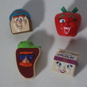 Vintage 1993 McDonalds Happy Meal Toys Food Fundamentals, Complete Set of 4